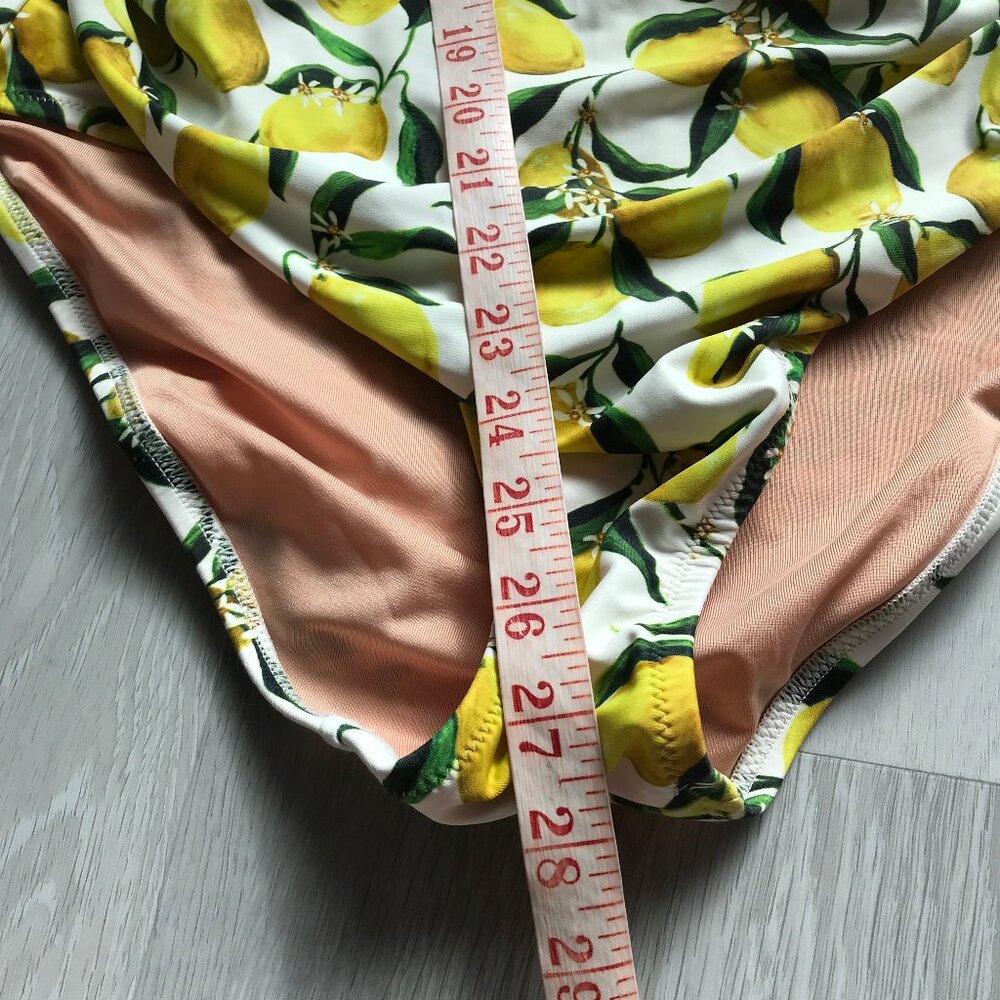 J CREW WOMENS SWIMSUIT LIMONCELLO YELLOW LEMONS GRAPHIC ONE SHOULDER WOMENS 10 - Picture 4 of 10